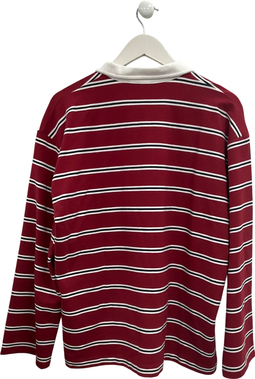 4th & Reckless Red Alicia Multistriped Oversize Rugby Shirt UK M