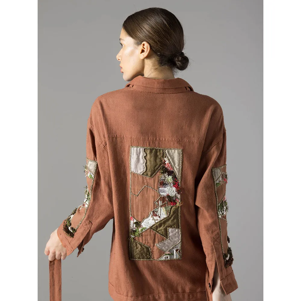 A Humming Way Brown Maze Khadi Jacket