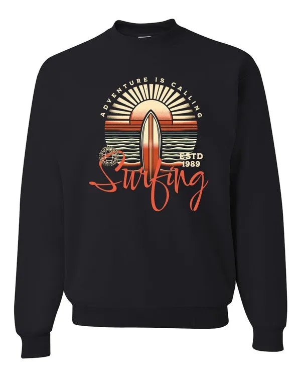 Adventure is Calling Surfing Graphic Sweatshirt