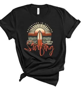 Adventure is Calling Surfing Graphic Tee