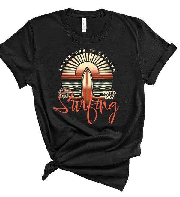 Adventure is Calling Surfing Graphic Tee