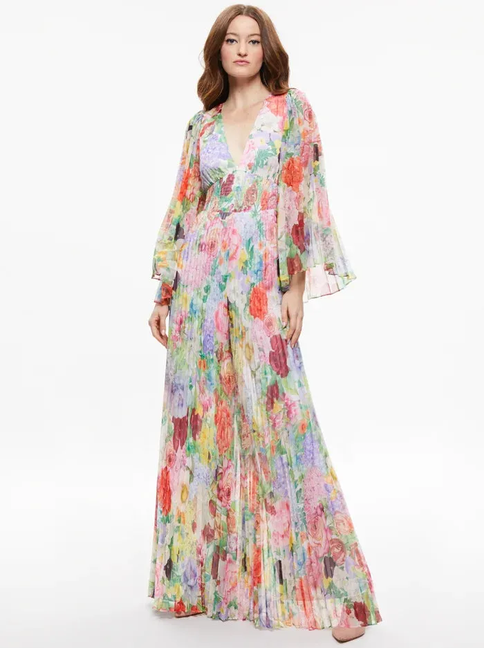 Alice & Olivia Bennet Pleated Jumpsuit - Dawn Floral