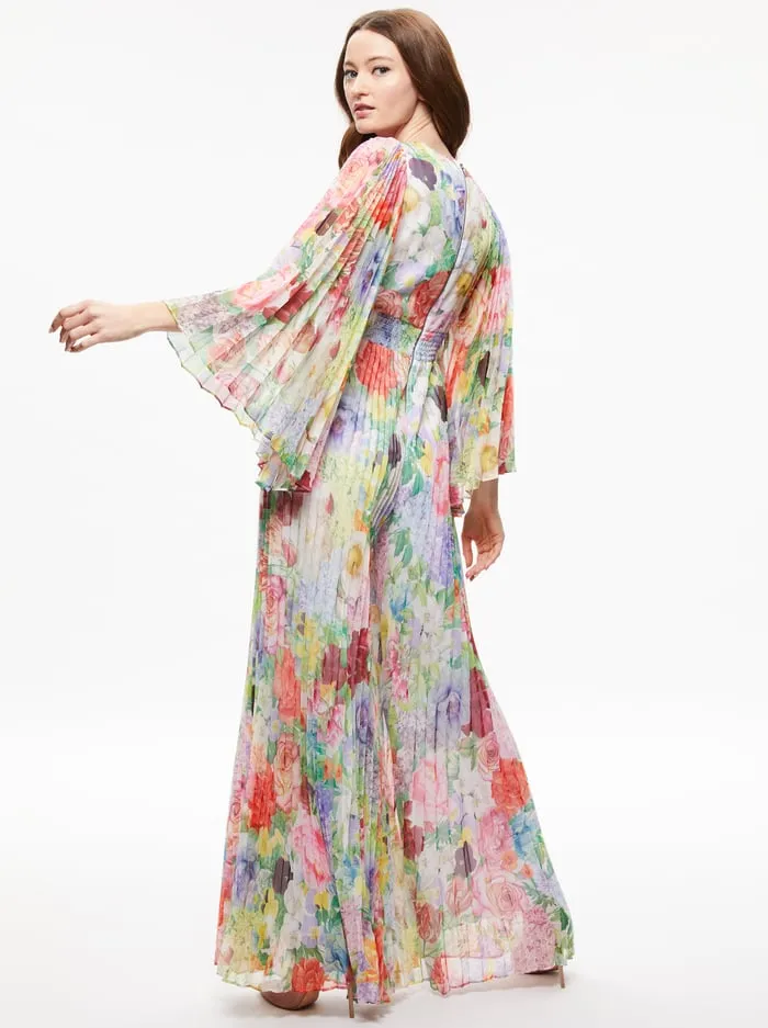 Alice & Olivia Bennet Pleated Jumpsuit - Dawn Floral