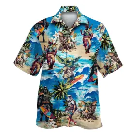 Baby Yoda Surfing Hawaiian Shirt