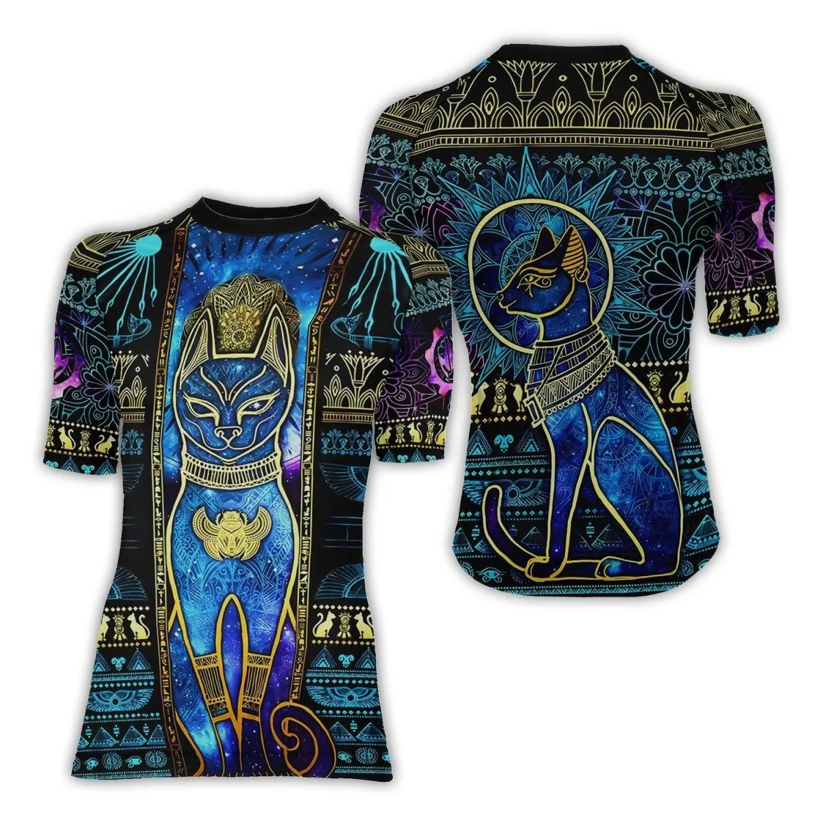 Bastet Galaxy Women's Short Sleeve Rash Guard
