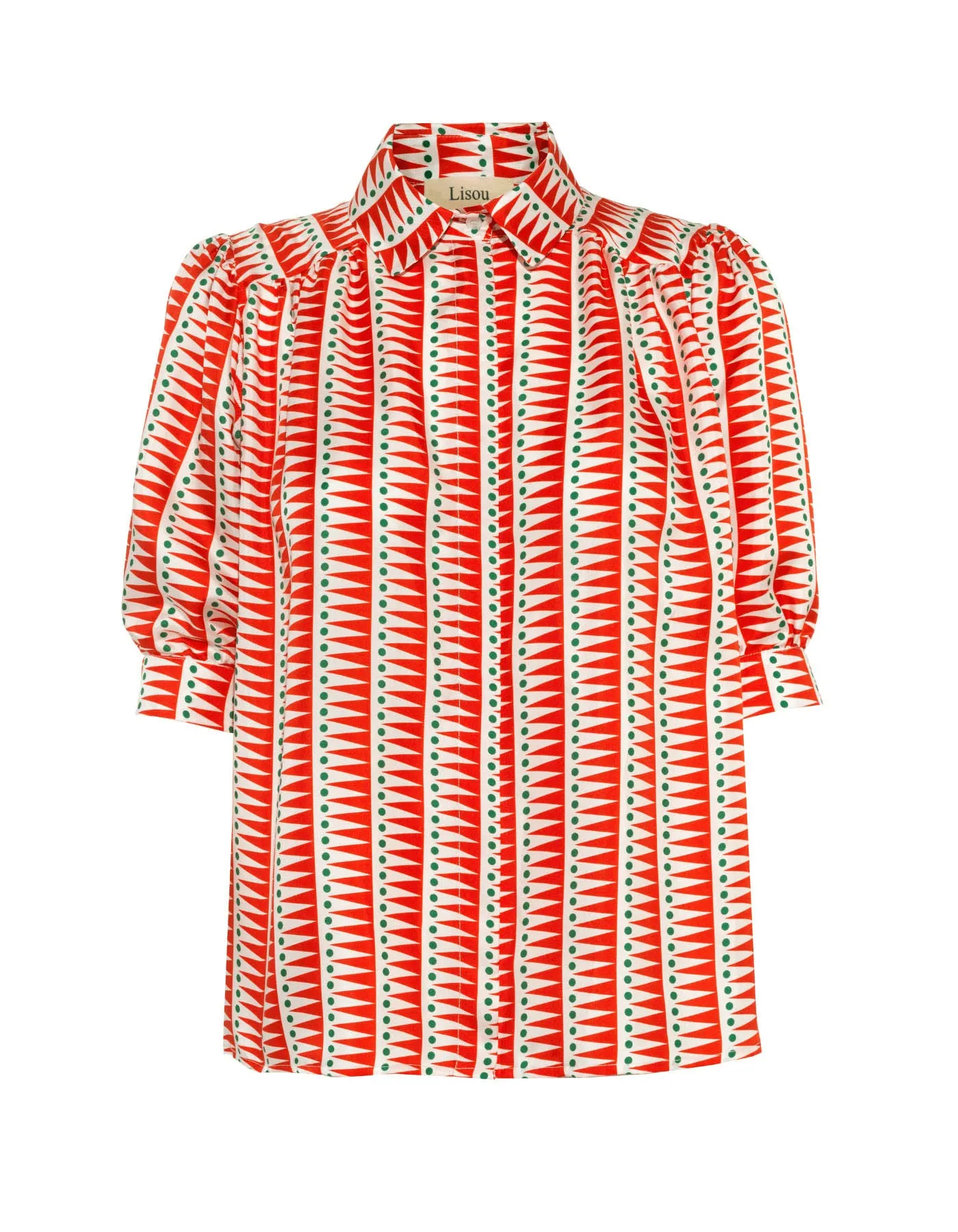 Betty Red Triangle Print Silk Twill Shirt