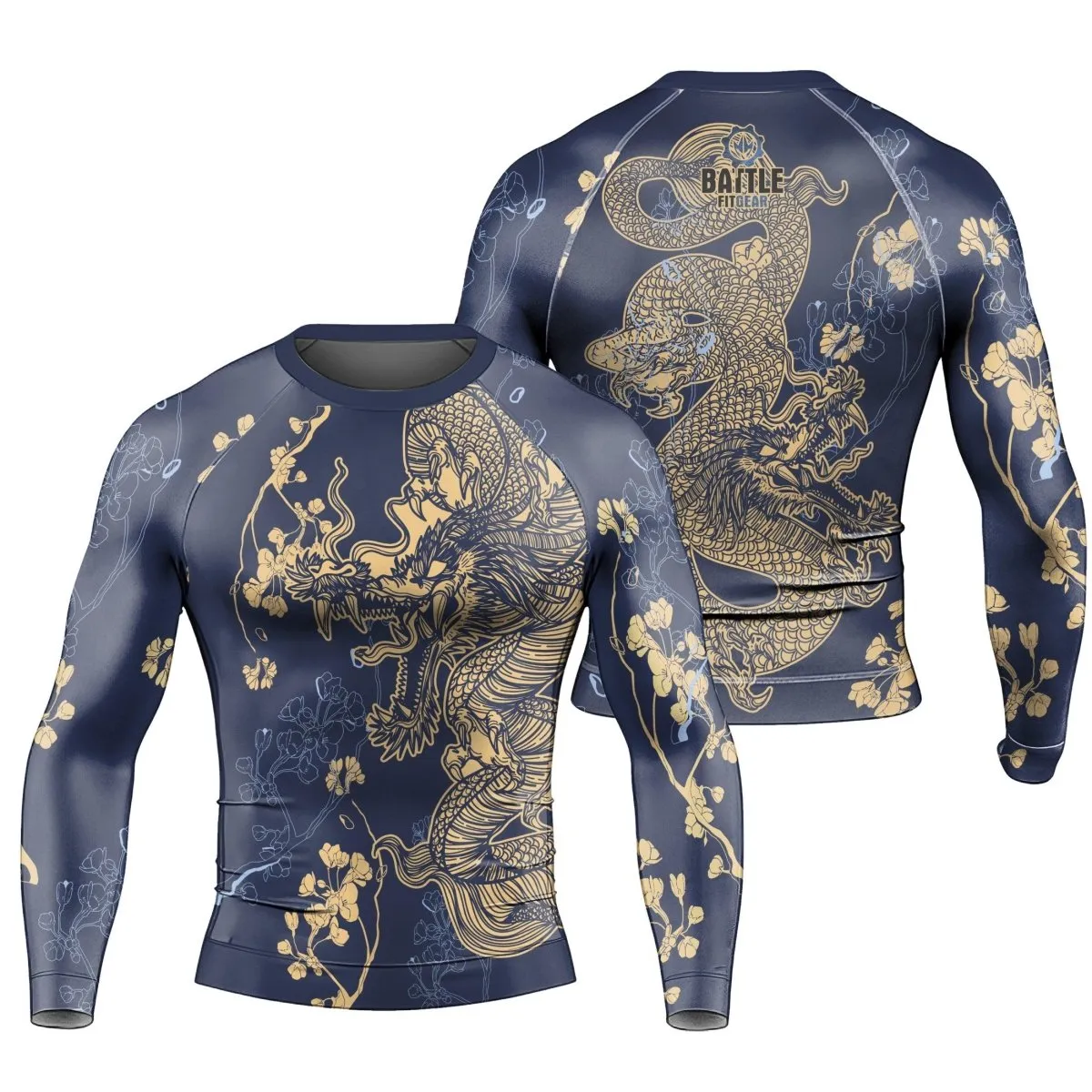 Flower Chinese Dragon Long Sleeve Rash Guard
