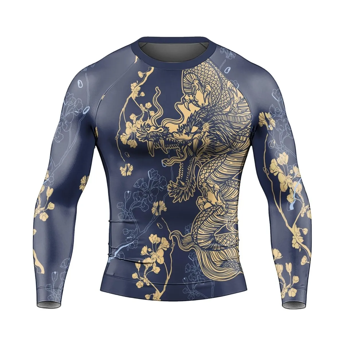 Flower Chinese Dragon Long Sleeve Rash Guard