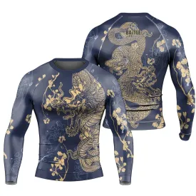 Flower Chinese Dragon Long Sleeve Rash Guard