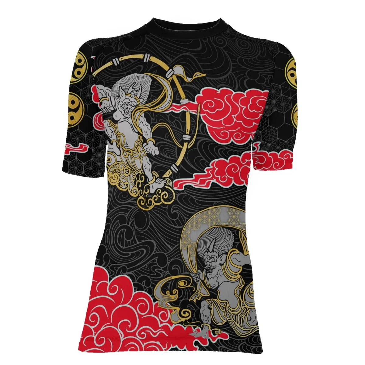 Japanese Raijin And Fujin Women's Short Sleeve Rash Guard
