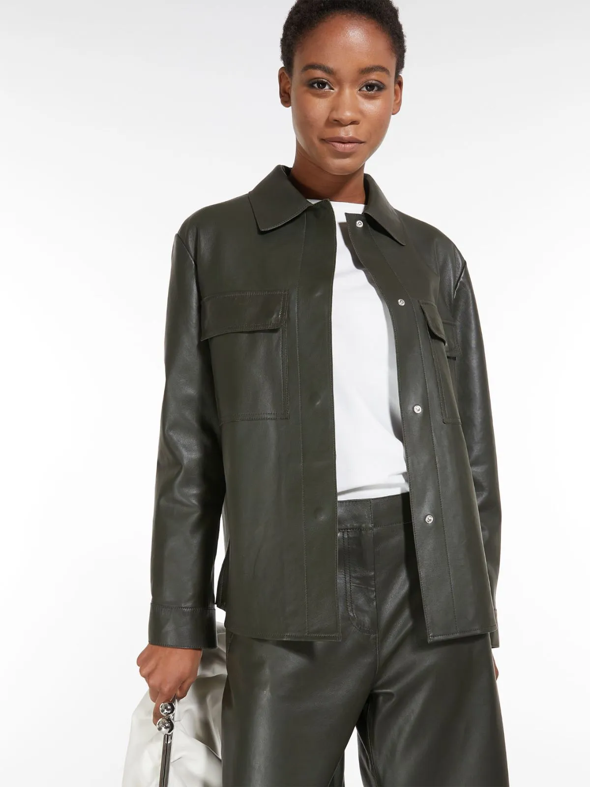 kaki leather jacket