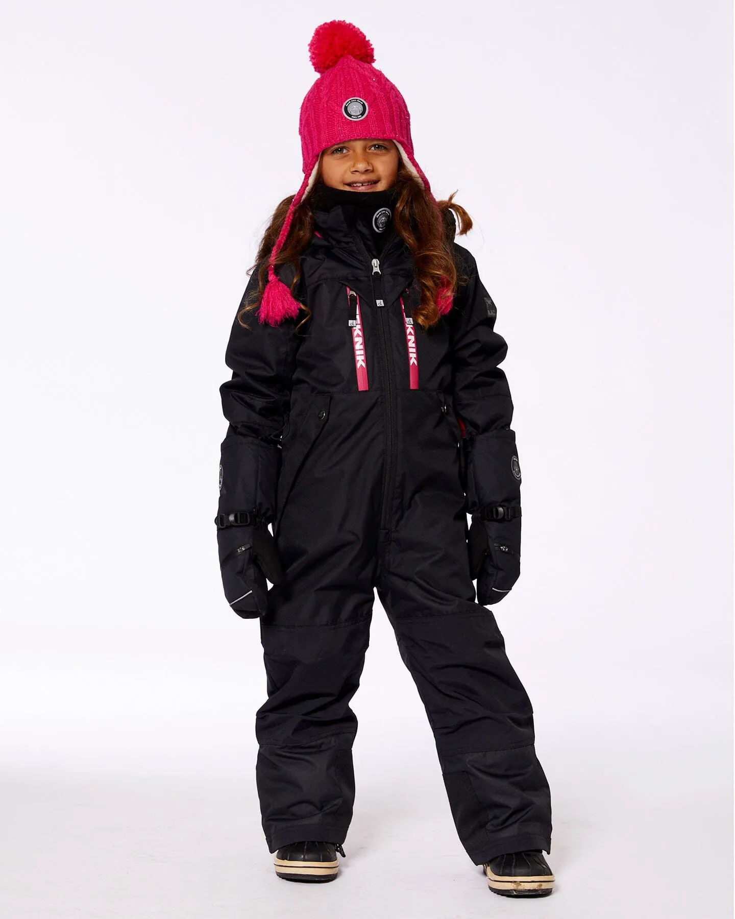 One Piece TEKNIK Snowsuit Black And Candy Pink