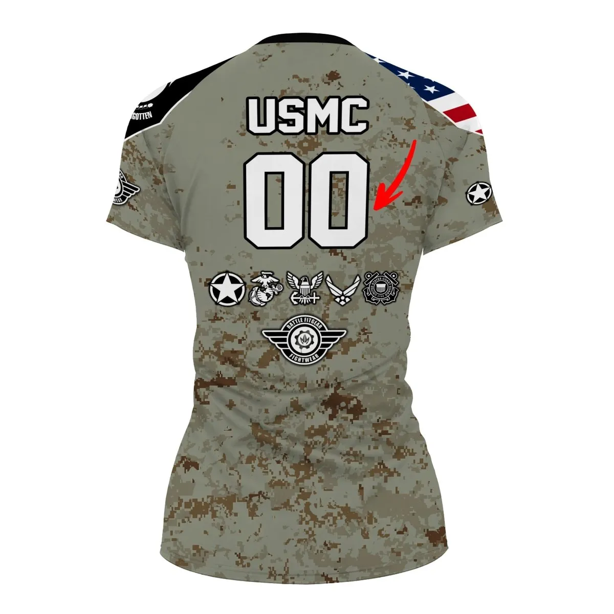 Personalized Veteran USMC Uniform Women's Short Sleeve Rash Guard