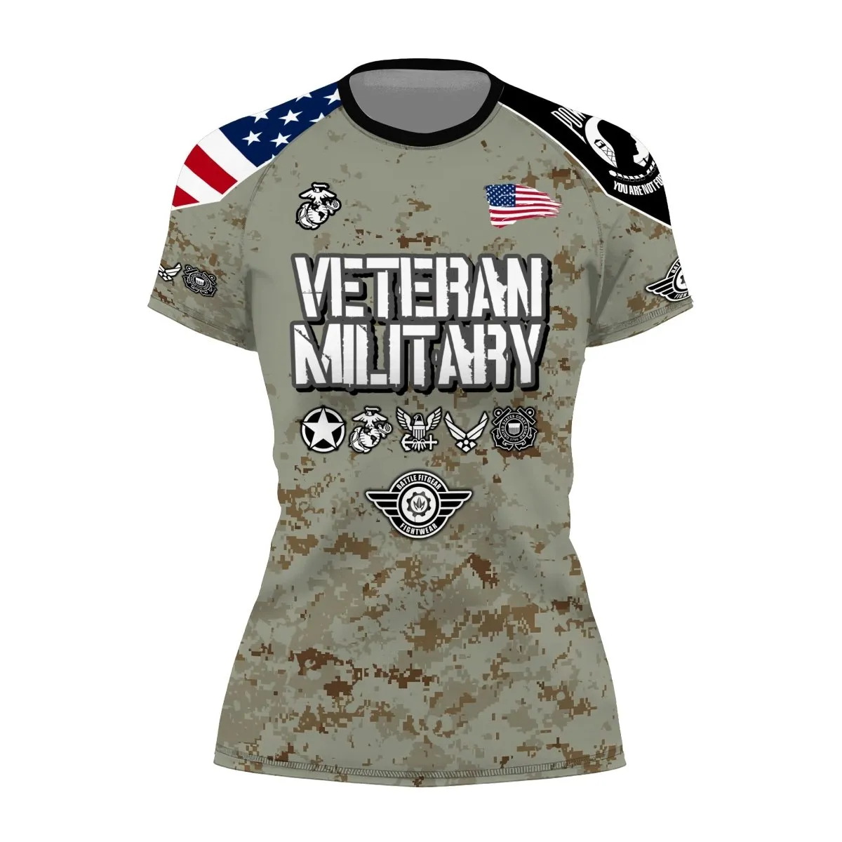 Personalized Veteran USMC Uniform Women's Short Sleeve Rash Guard
