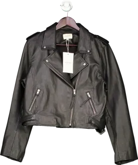 Sezane Black Zig Leather Jacket UK 16